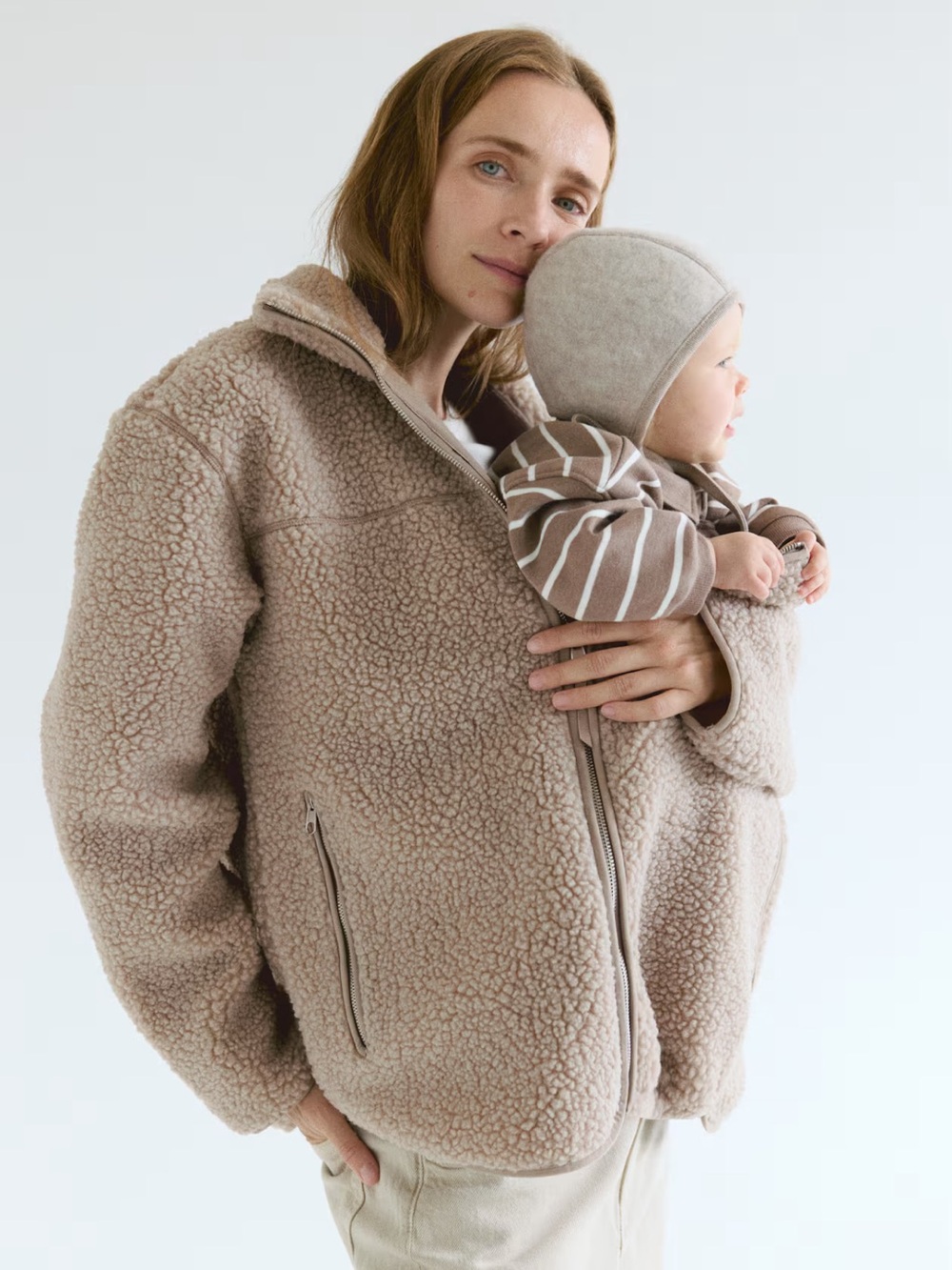 NWT H&M Babywearing before and after Sherpa Teddy Jacket Small
